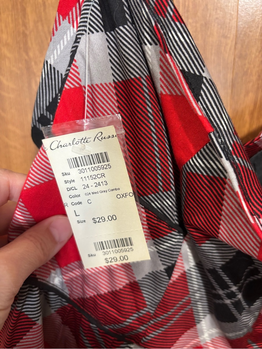 Charlotte Russe Red, Gray and Black Plaid Girls' Dress